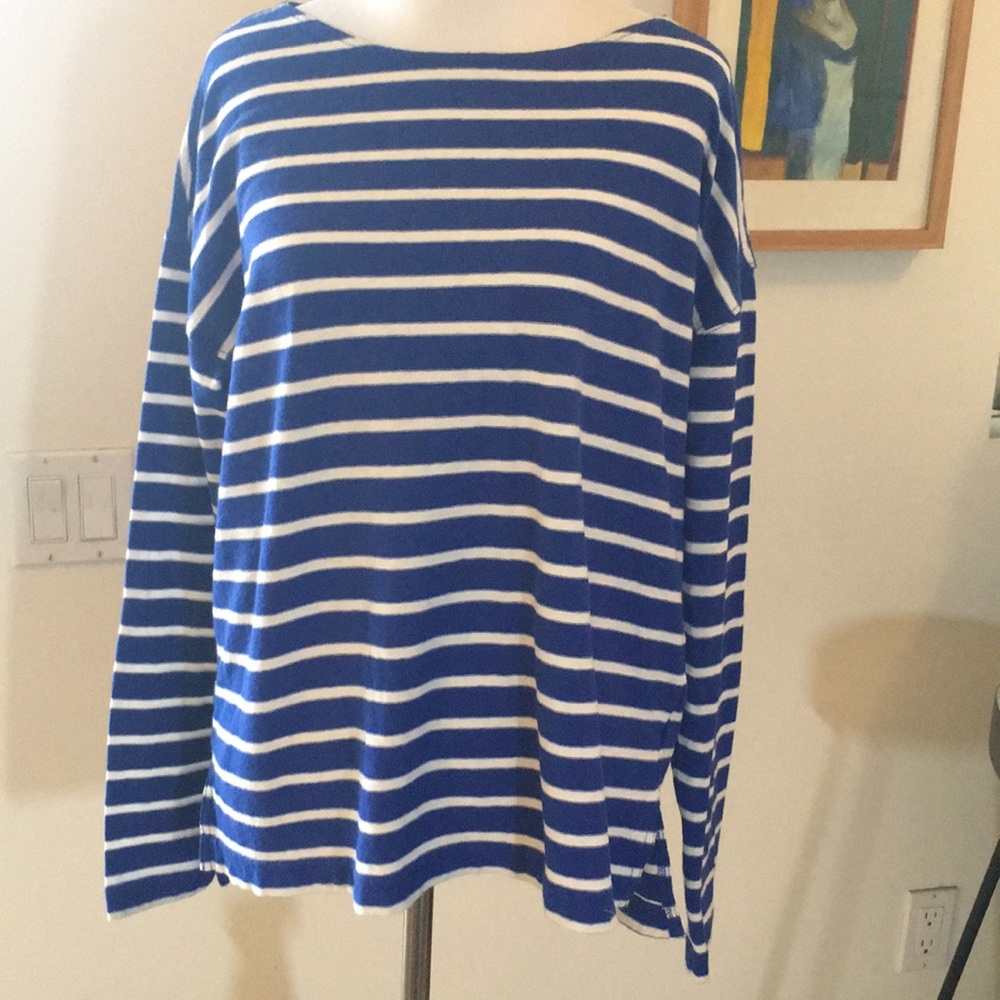 J. Crew Blue Stripes Long Sleeves Tee